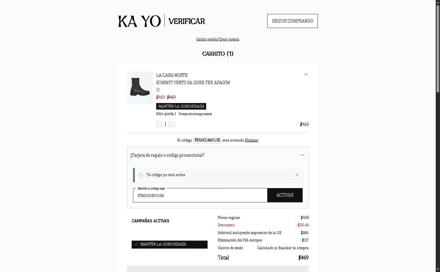 KA-YO checkout page showing KA-YO promo code box | Screenshot taken by SimplyCodes community member on Feb 2, 2026