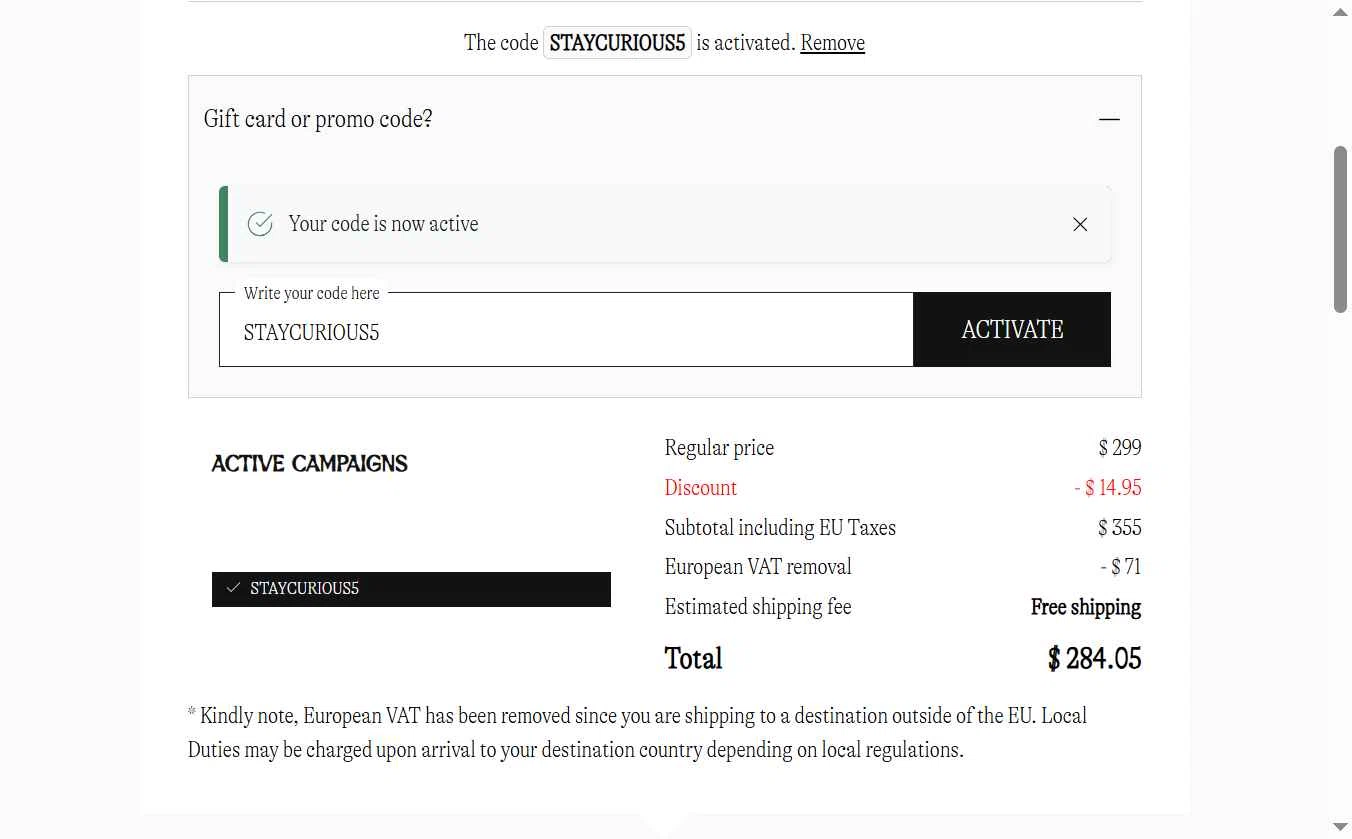 KA-YO checkout page showing KA-YO promo code box | Screenshot taken by SimplyCodes community member on May 9, 2025