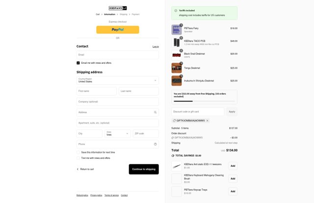 KBDfans checkout page showing KBDfans discount code box | Screenshot taken by SimplyCodes community member on Sep 1, 2025