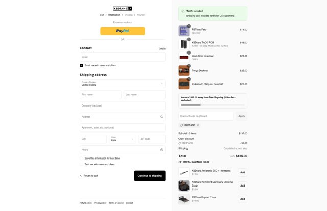 KBDfans checkout page showing KBDfans discount code box | Screenshot taken by SimplyCodes community member on Sep 1, 2025