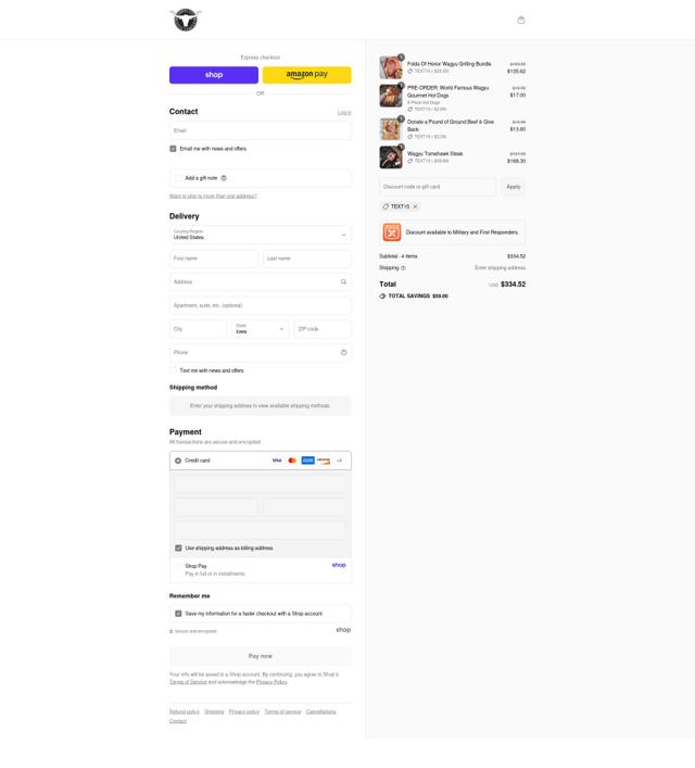 KC Cattle Company checkout page showing KC Cattle Company discount code box | Screenshot taken by SimplyCodes community member on Sep 8, 2025