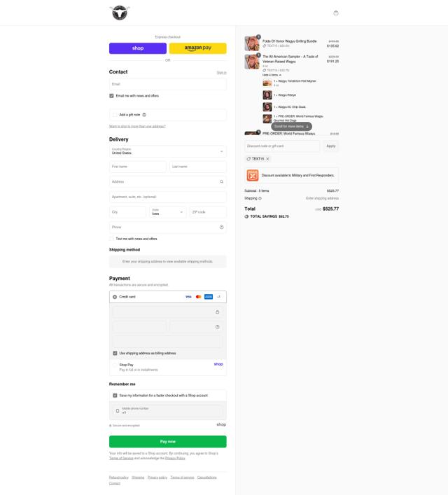 KC Cattle Company checkout page showing KC Cattle Company discount code box | Screenshot taken by SimplyCodes community member on Sep 12, 2025