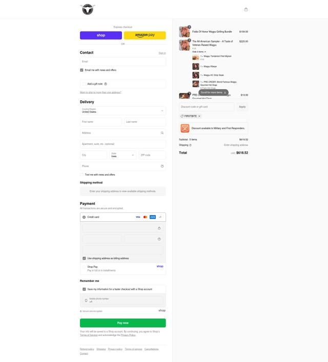 KC Cattle Company checkout page showing KC Cattle Company discount code box | Screenshot taken by SimplyCodes community member on Sep 12, 2025