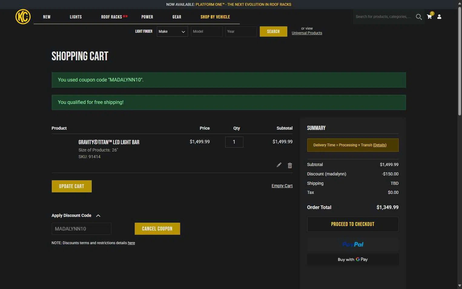KC Hilites checkout page showing KC Hilites discount code box | Screenshot taken by SimplyCodes community member on Sep 12, 2025