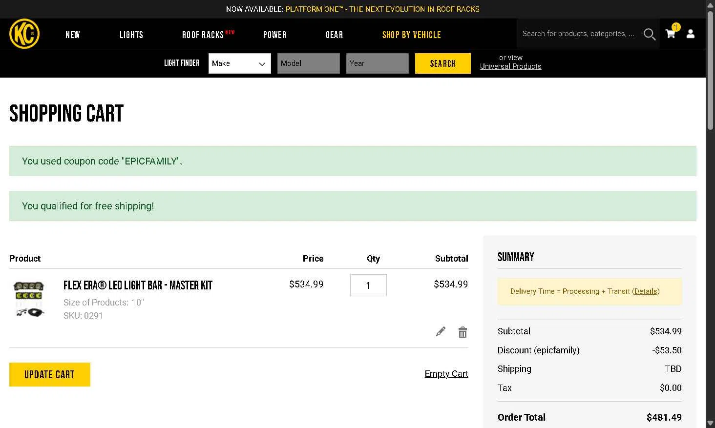 KC Hilites checkout page showing KC Hilites discount code box | Screenshot taken by SimplyCodes community member on Sep 12, 2025