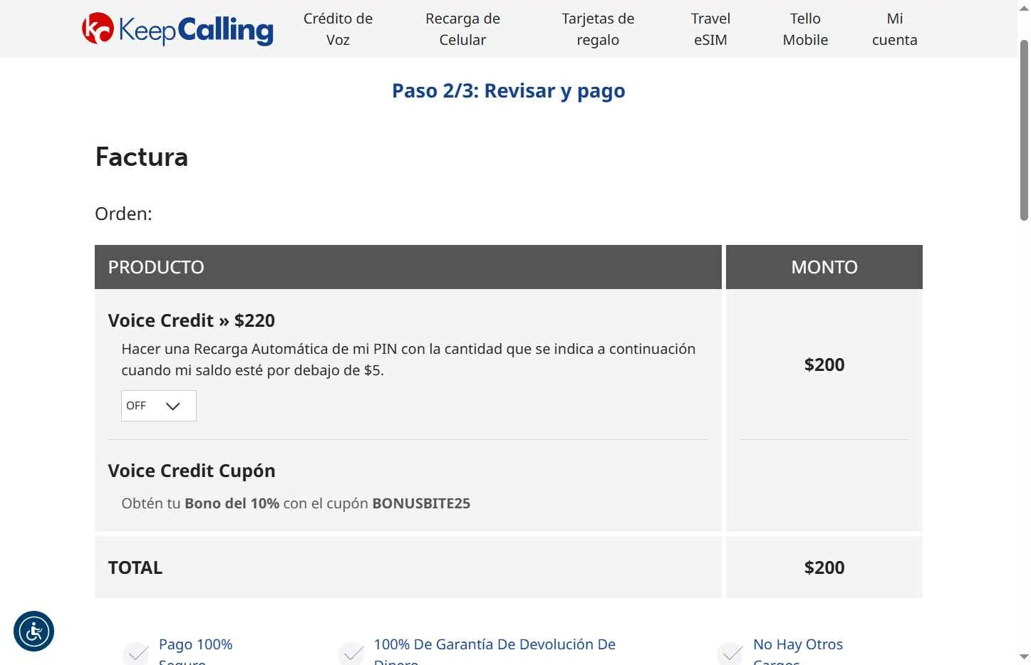 KeepCalling checkout page showing KeepCalling coupon code box | Screenshot taken by SimplyCodes community member on Oct 31, 2025