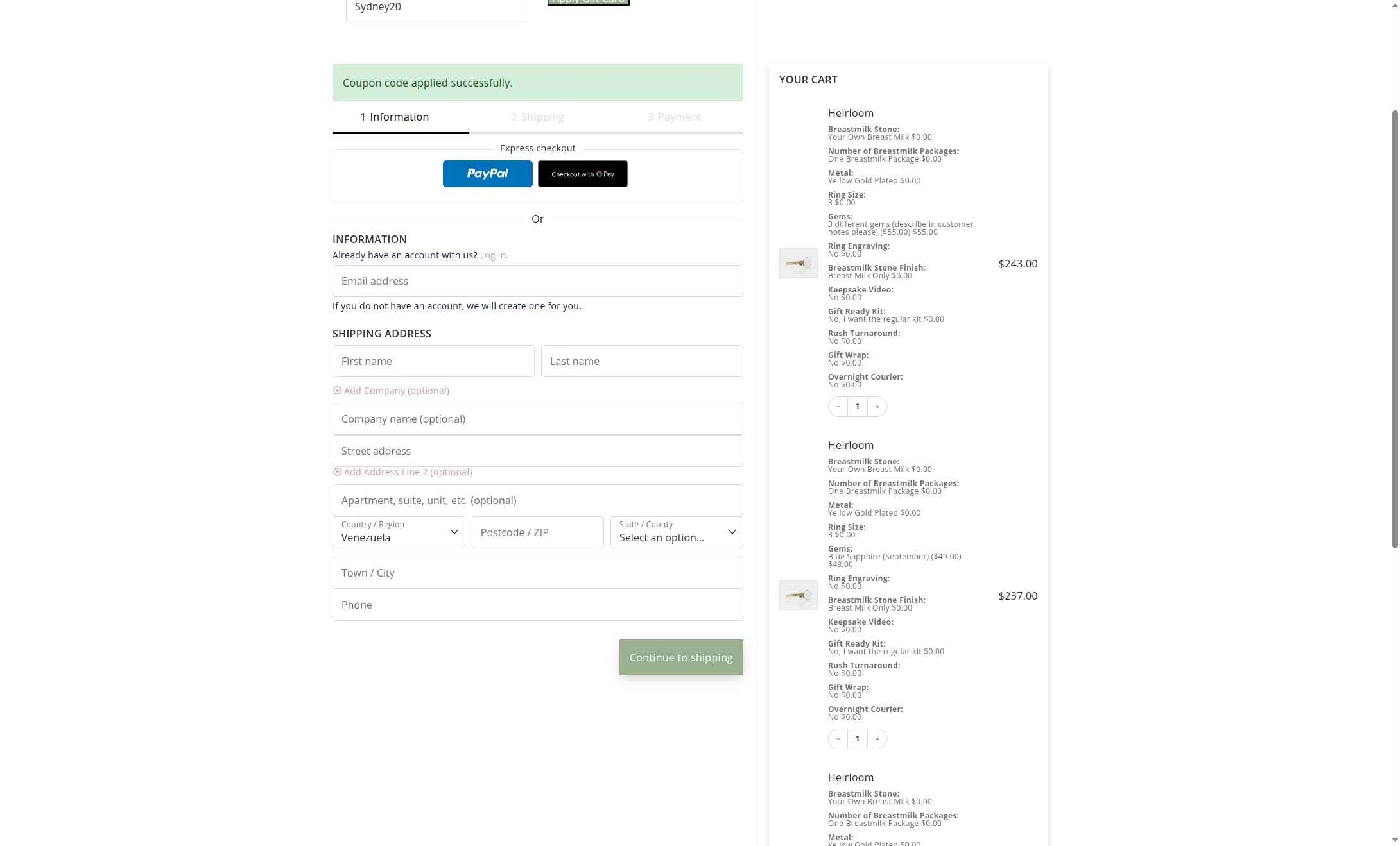 KeepsakeMom checkout page showing KeepsakeMom promo code box | Screenshot taken by SimplyCodes community member on May 6, 2025