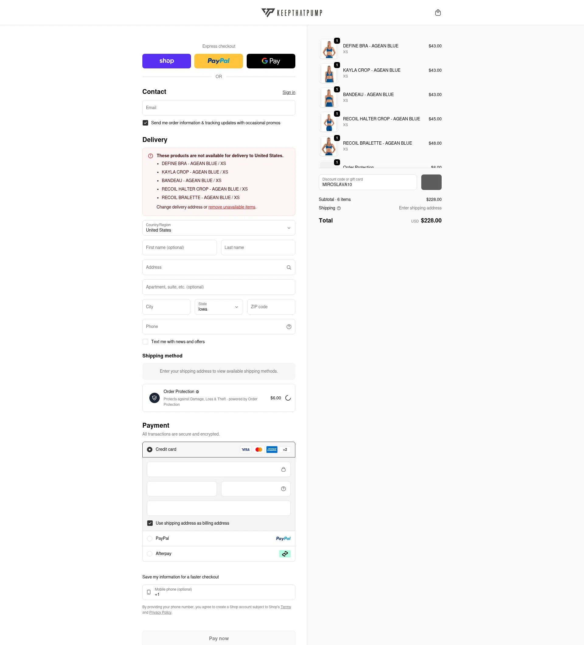 Keepthatpump checkout page showing Keepthatpump discount code box | Screenshot taken by SimplyCodes community member on Feb 17, 2026