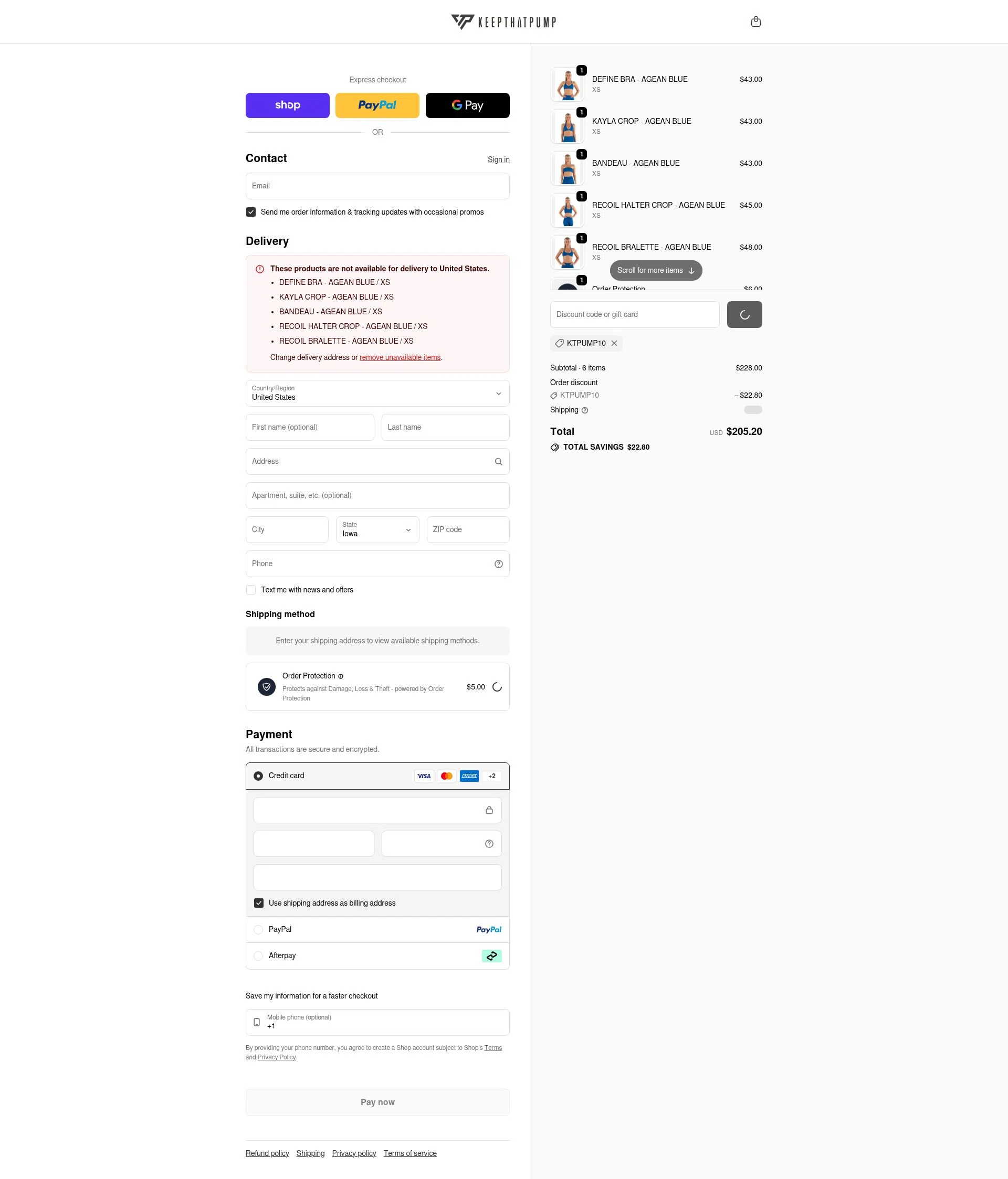 Keepthatpump checkout page showing Keepthatpump discount code box | Screenshot taken by SimplyCodes community member on Feb 17, 2026