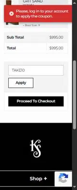 TAKE10 coupon verification screenshot