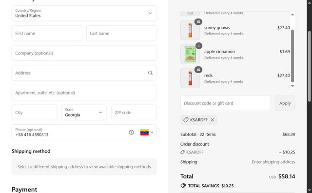 Kencko checkout page showing Kencko discount code box | Screenshot taken by SimplyCodes community member on Sep 2, 2025