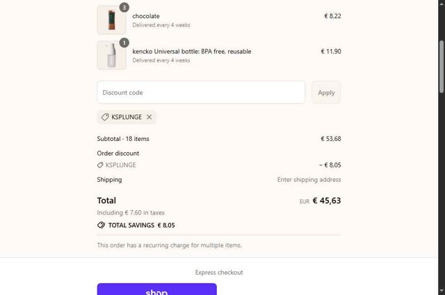 Kencko checkout page showing Kencko discount code box | Screenshot taken by SimplyCodes community member on Sep 3, 2025
