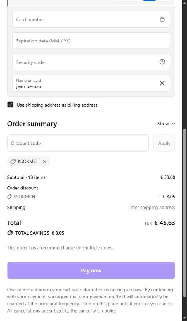 Kencko checkout page showing Kencko discount code box | Screenshot taken by SimplyCodes community member on Sep 2, 2025
