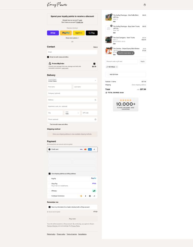 Kenny Flowers checkout page showing Kenny Flowers discount code box | Screenshot taken by SimplyCodes community member on Sep 11, 2025