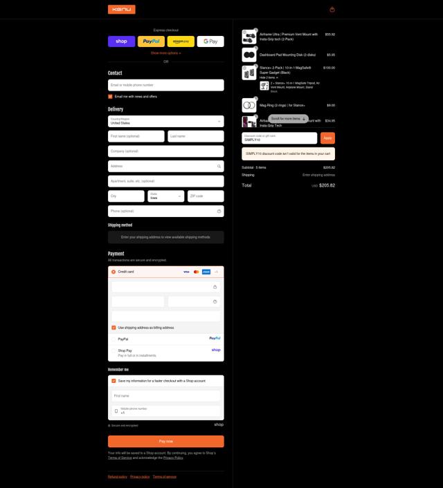Kenu checkout page showing Kenu promo code box | Screenshot taken by SimplyCodes community member on Sep 15, 2025