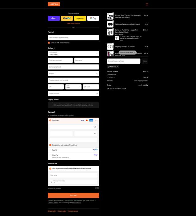 Kenu checkout page showing Kenu promo code box | Screenshot taken by SimplyCodes community member on Sep 15, 2025