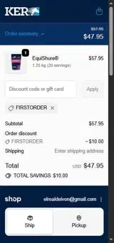 KER Store coupon verification screenshot