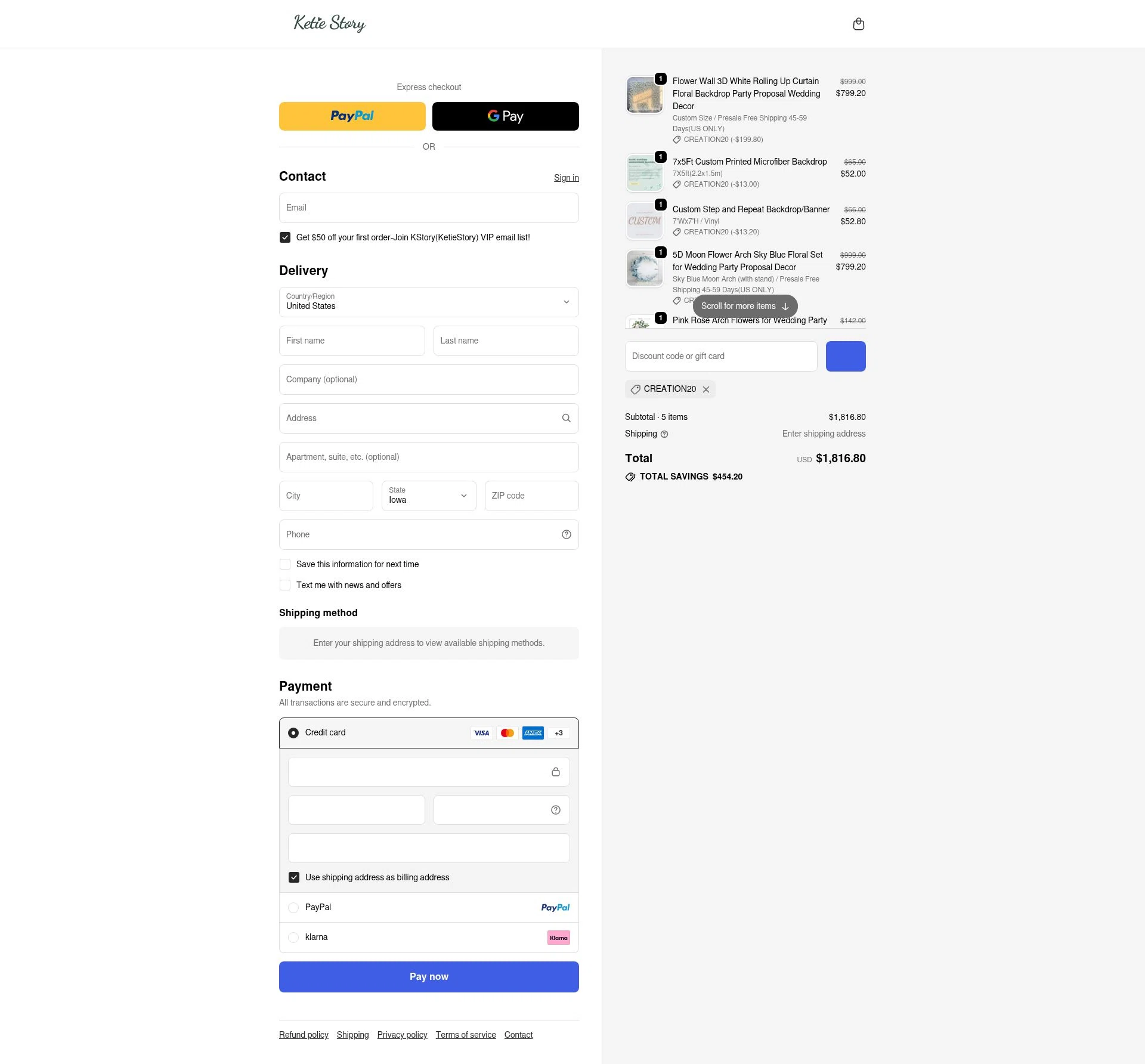 KetieStory checkout page showing KetieStory promo code box | Screenshot taken by SimplyCodes community member on Jan 10, 2026