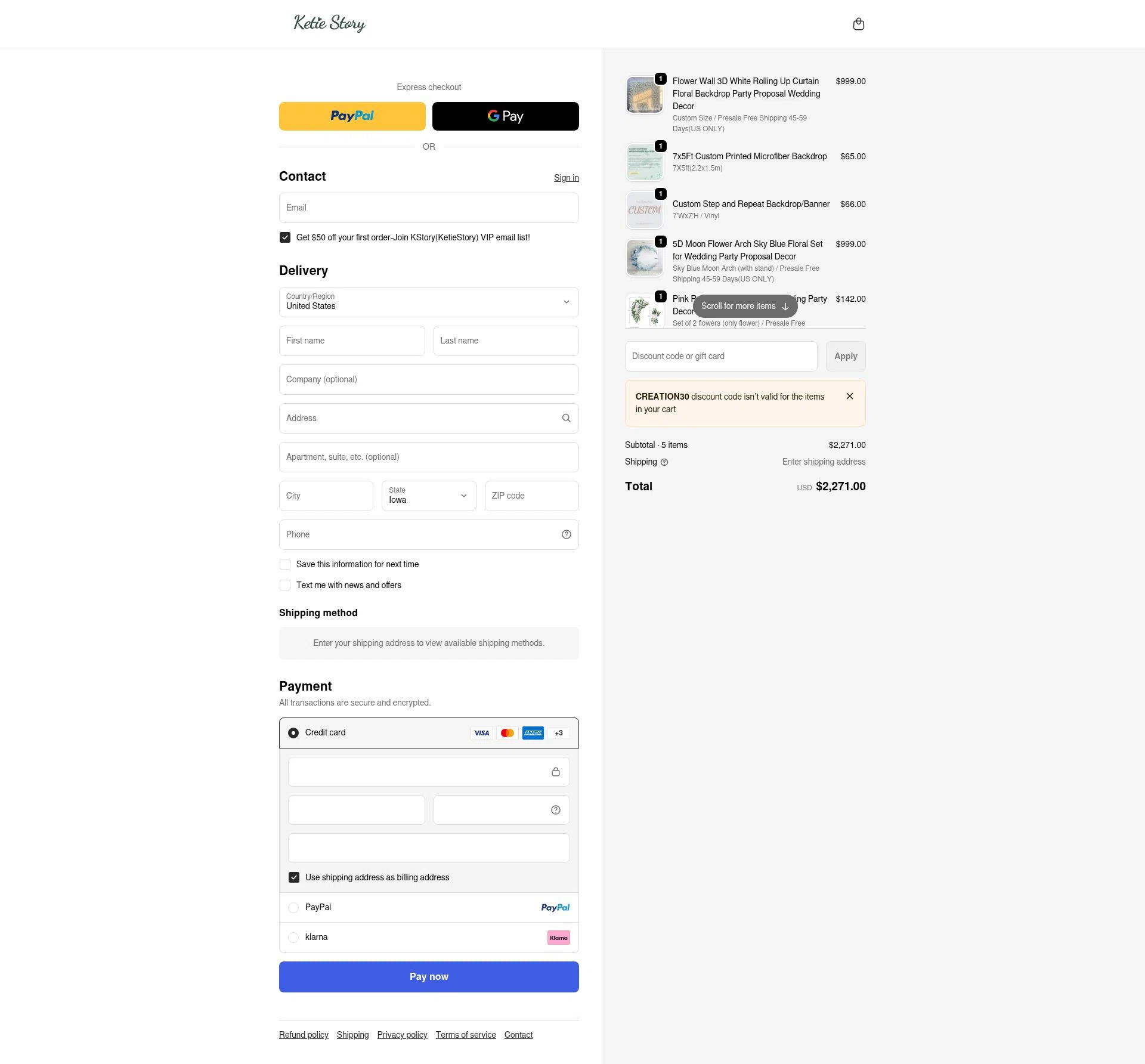 KetieStory checkout page showing KetieStory promo code box | Screenshot taken by SimplyCodes community member on Jan 10, 2026