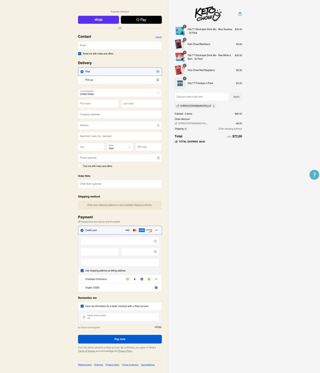 Keto Chow checkout page showing Keto Chow discount code box | Screenshot taken by SimplyCodes community member on Sep 6, 2025