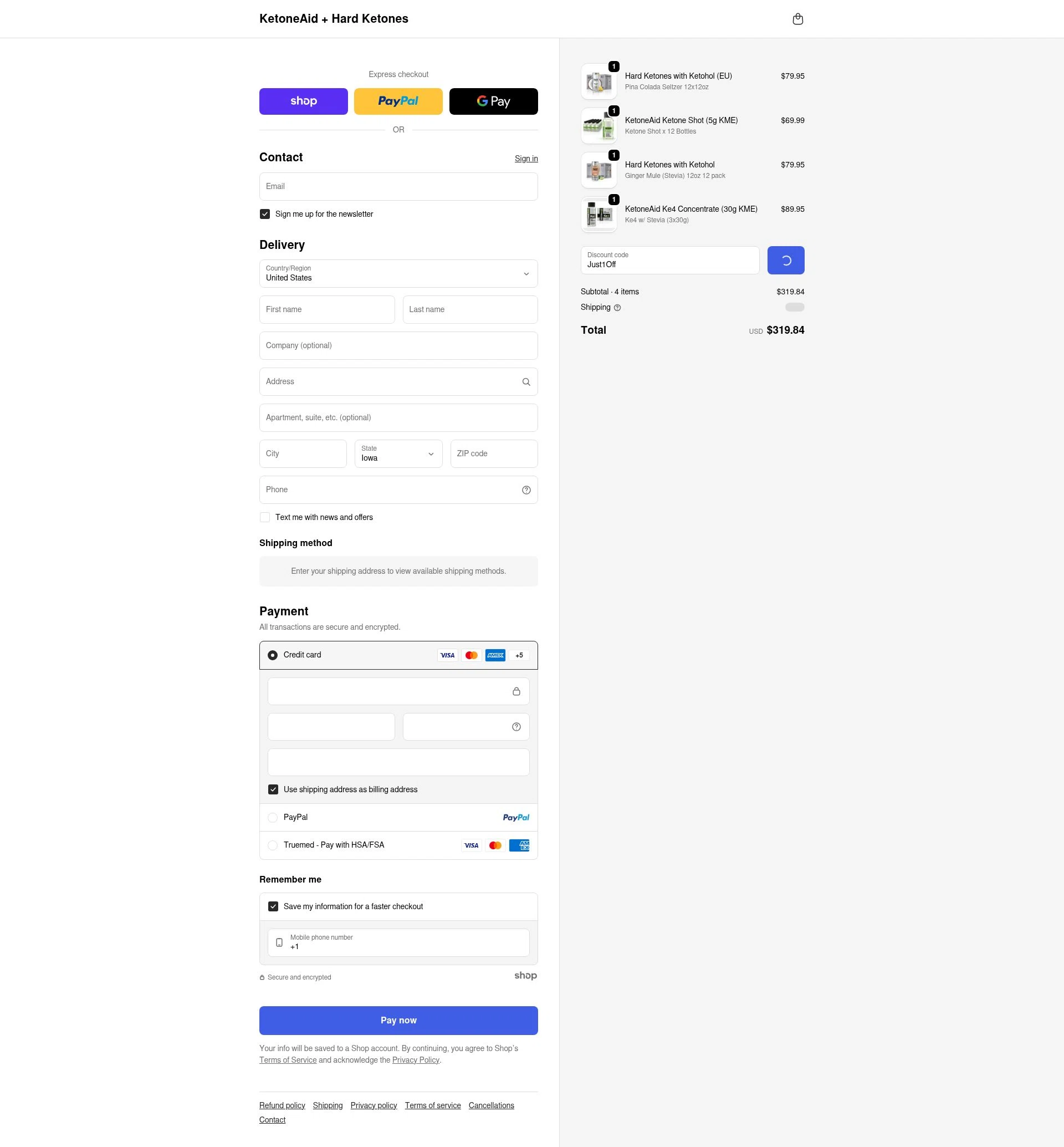 KetoneAid checkout page showing KetoneAid discount code box | Screenshot taken by SimplyCodes community member on Jan 30, 2026