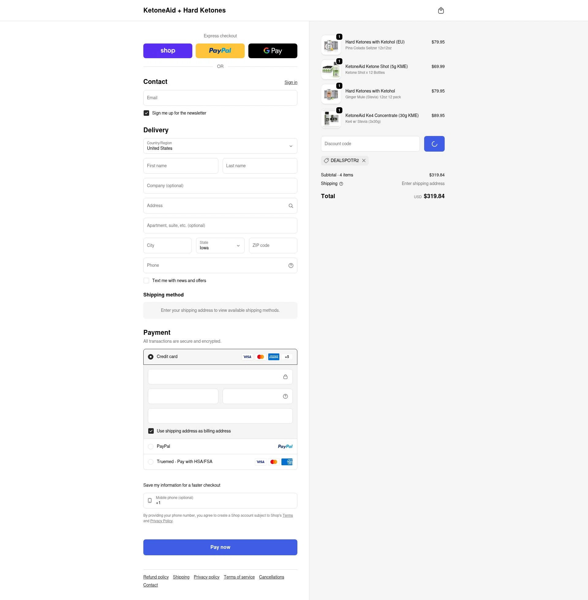 KetoneAid checkout page showing KetoneAid discount code box | Screenshot taken by SimplyCodes community member on Feb 3, 2026