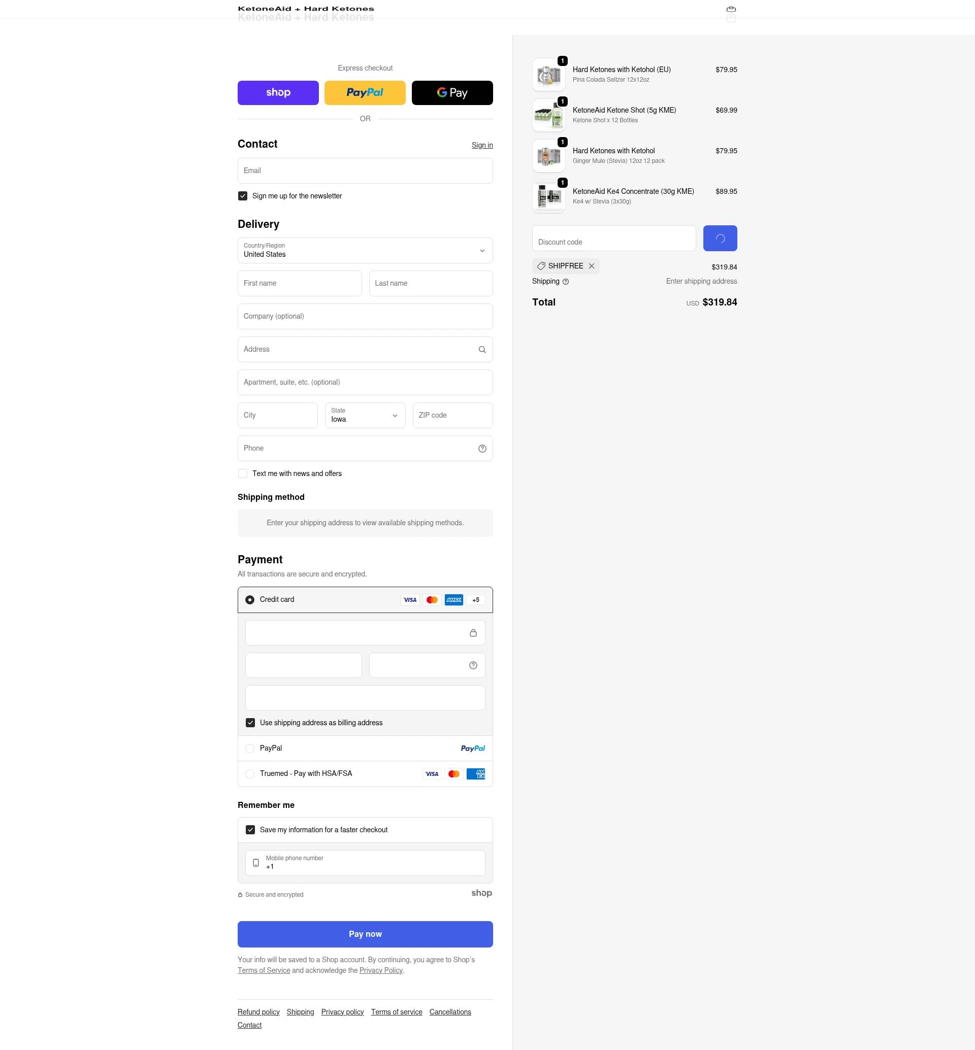 KetoneAid checkout page showing KetoneAid discount code box | Screenshot taken by SimplyCodes community member on Jan 30, 2026