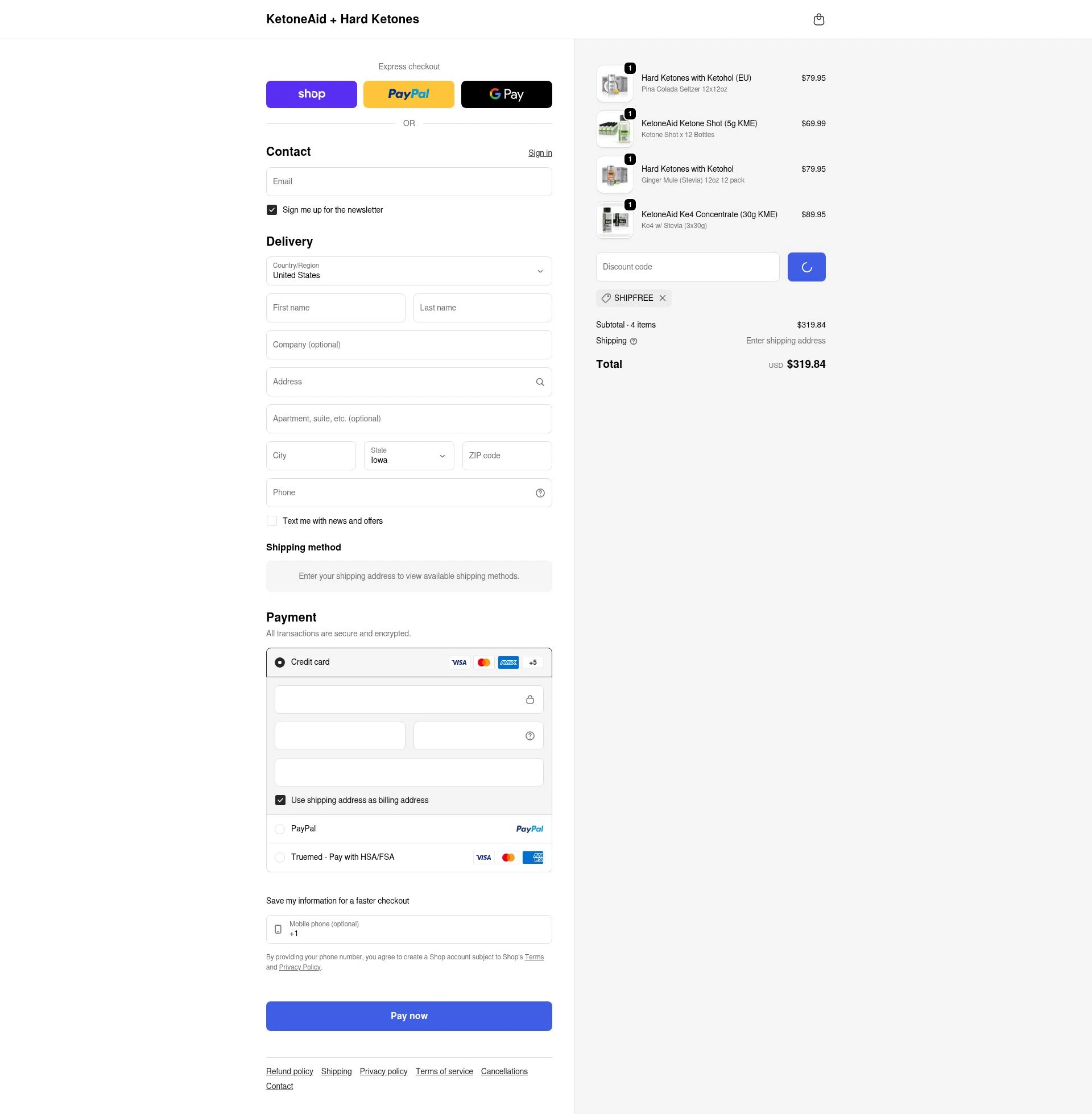 KetoneAid checkout page showing KetoneAid discount code box | Screenshot taken by SimplyCodes community member on Feb 3, 2026