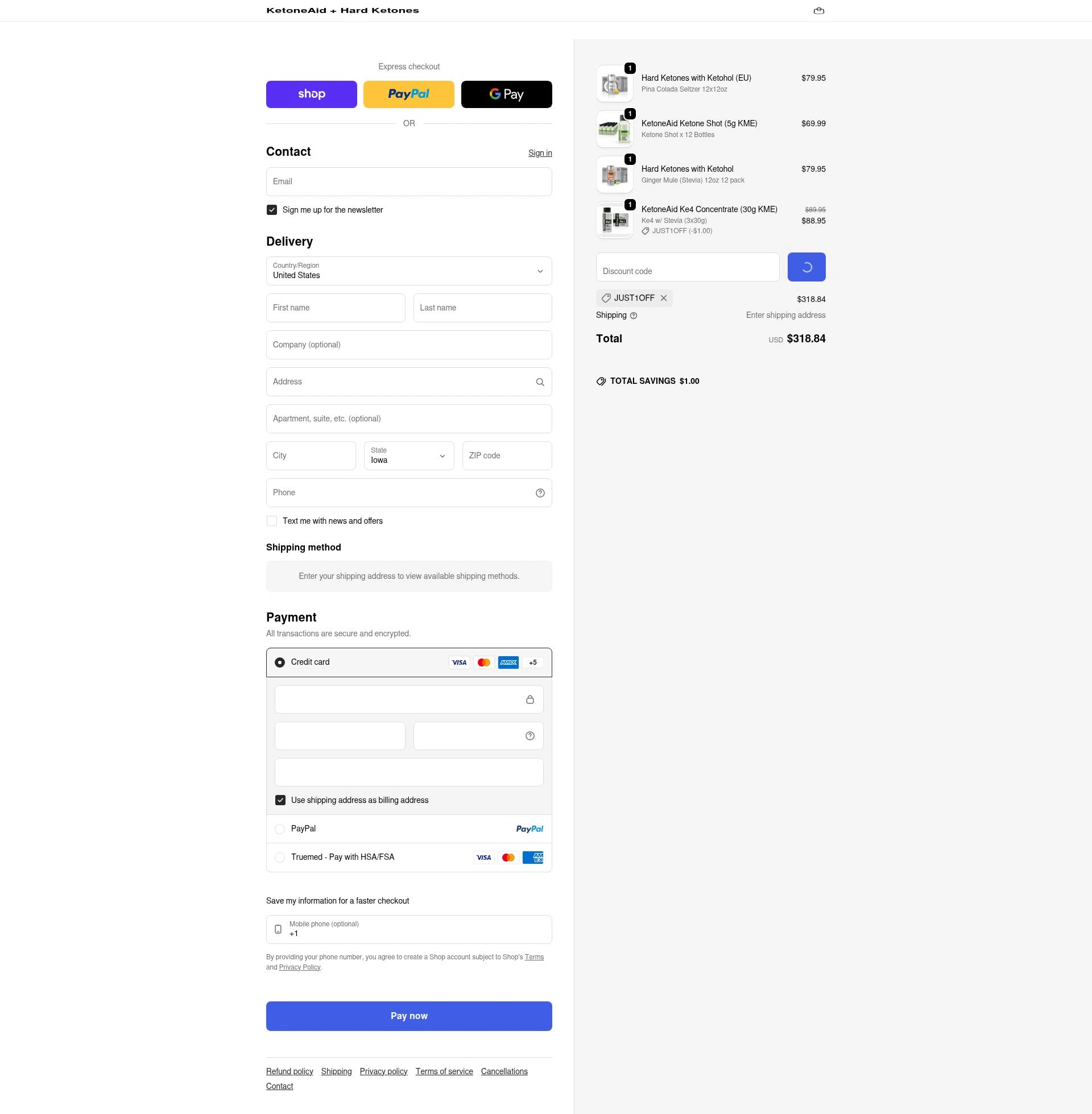KetoneAid checkout page showing KetoneAid discount code box | Screenshot taken by SimplyCodes community member on Feb 3, 2026