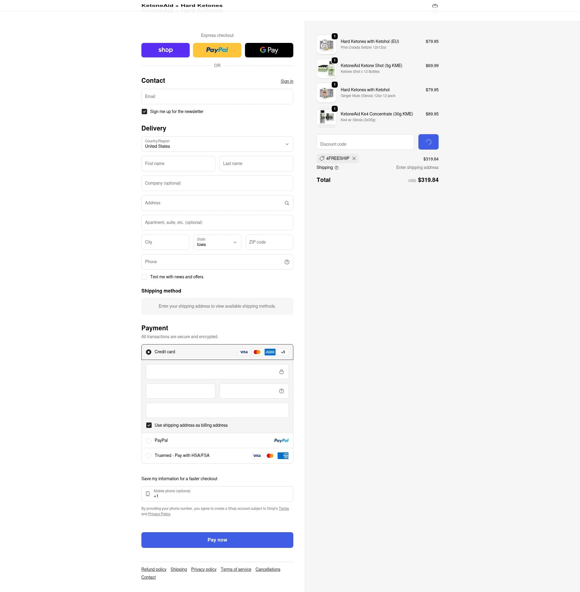 KetoneAid checkout page showing KetoneAid discount code box | Screenshot taken by SimplyCodes community member on Feb 3, 2026