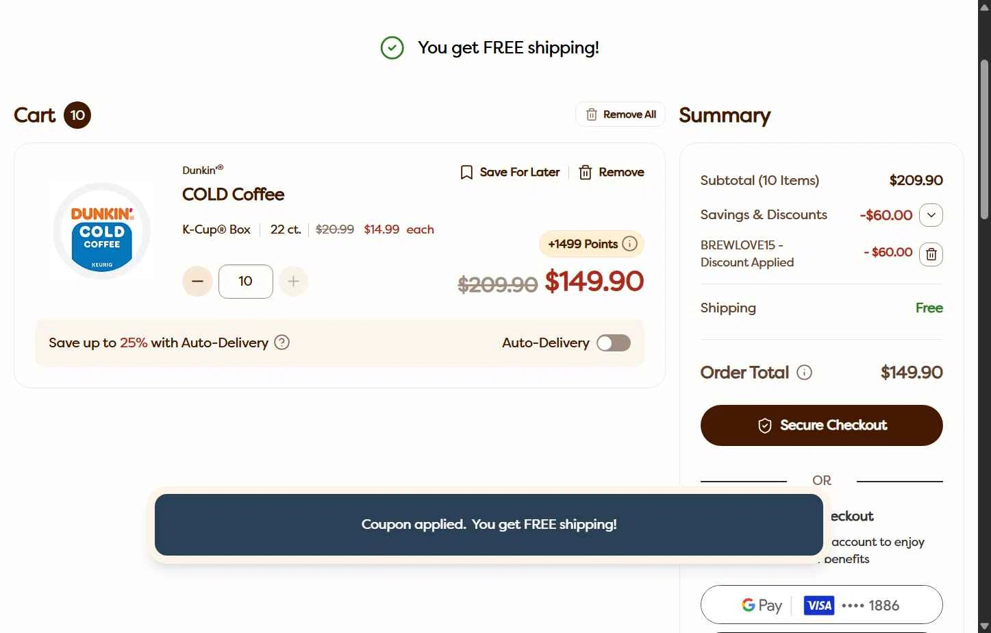 Keurig Commercial checkout page showing Keurig Commercial promo code box | Screenshot taken by SimplyCodes community member on Jan 17, 2026