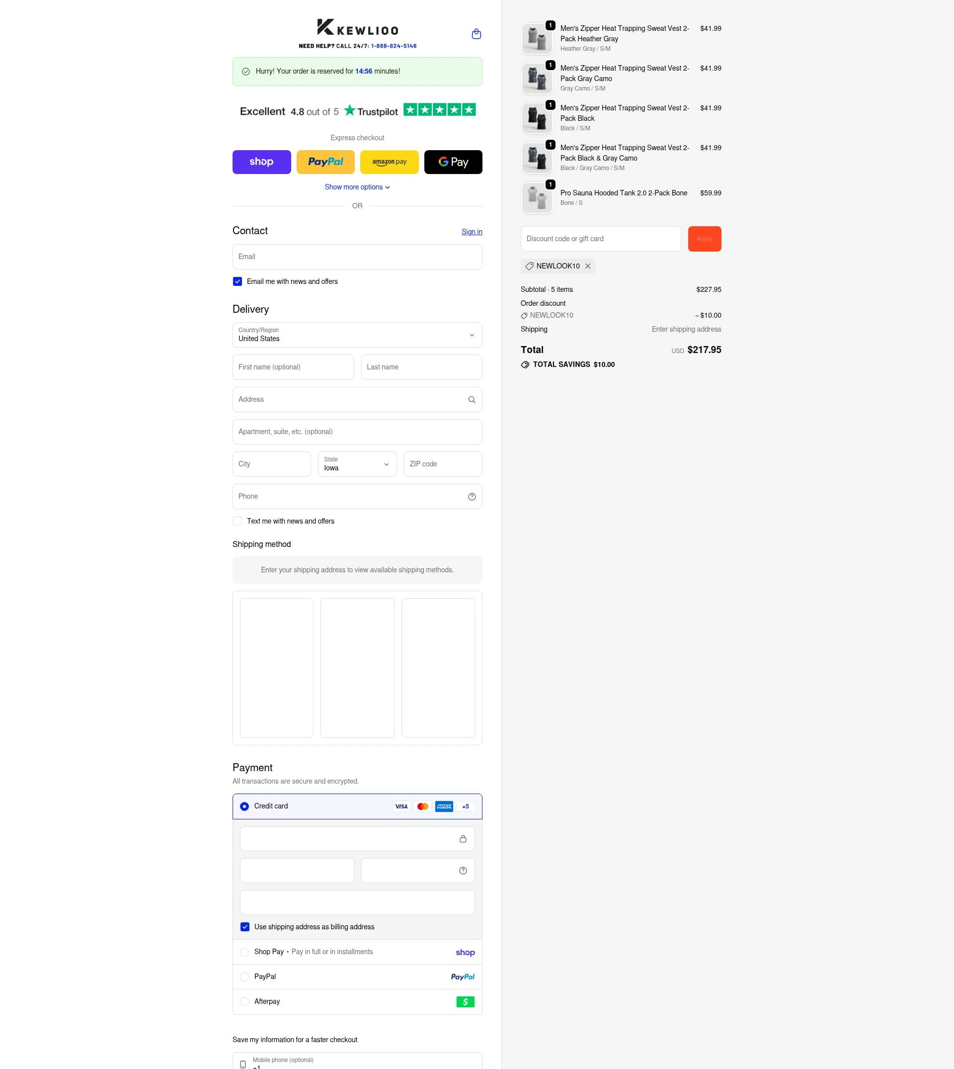Kewlioo checkout page showing Kewlioo discount code box | Screenshot taken by SimplyCodes community member on Feb 21, 2026