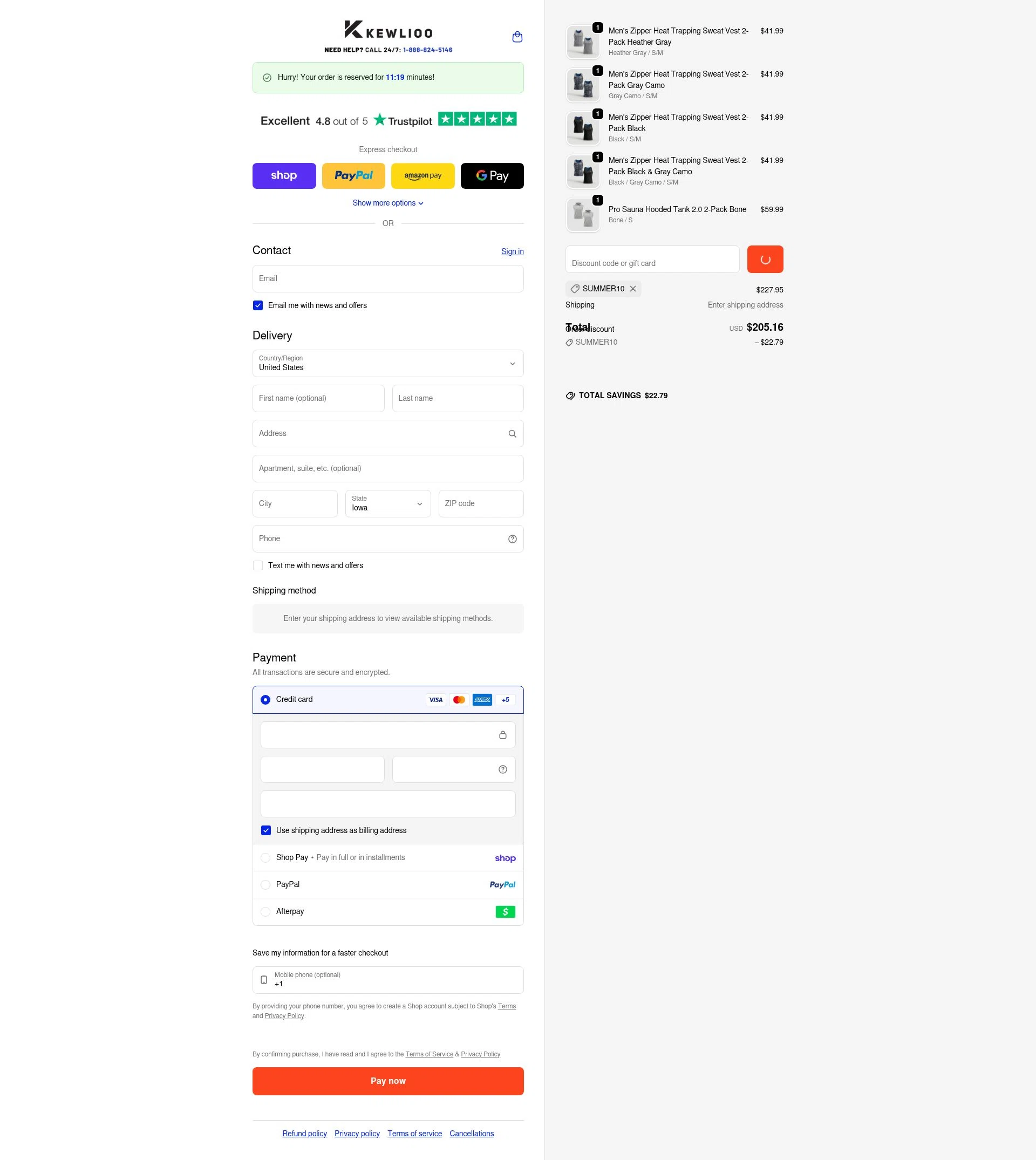 Kewlioo checkout page showing Kewlioo discount code box | Screenshot taken by SimplyCodes community member on Feb 21, 2026
