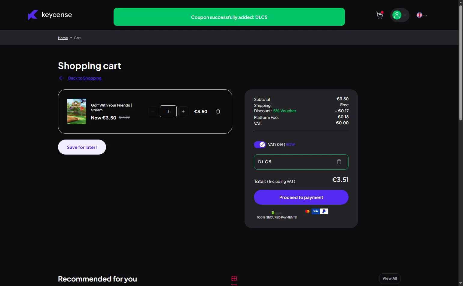 Keycense checkout page showing Keycense promo code box | Screenshot taken by SimplyCodes community member on Nov 21, 2025