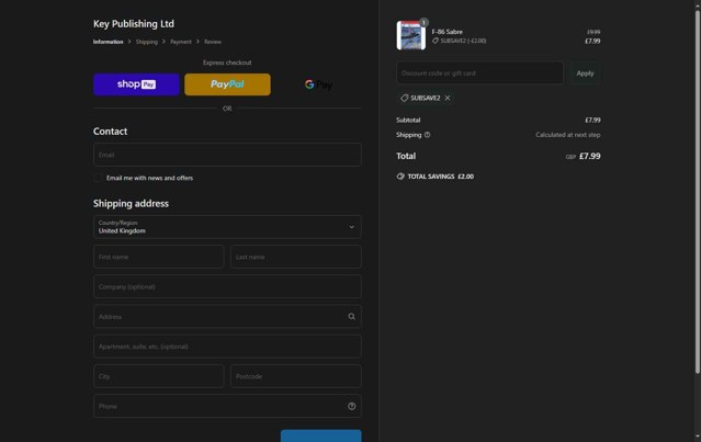 Key Publishing checkout page showing Key Publishing discount code box | Screenshot taken by SimplyCodes community member on May 27, 2025