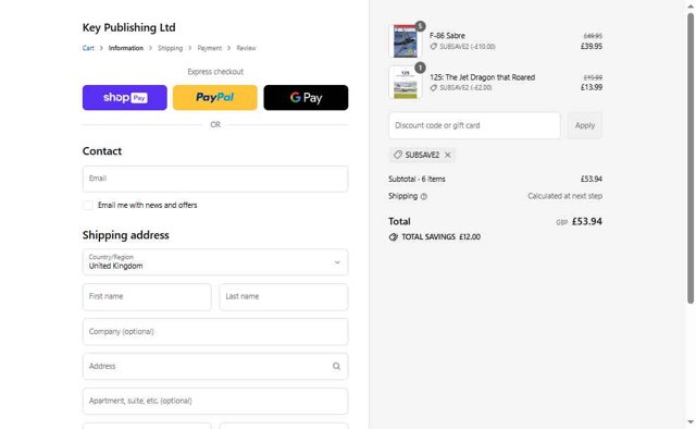 Key Publishing checkout page showing Key Publishing discount code box | Screenshot taken by SimplyCodes community member on Aug 23, 2025