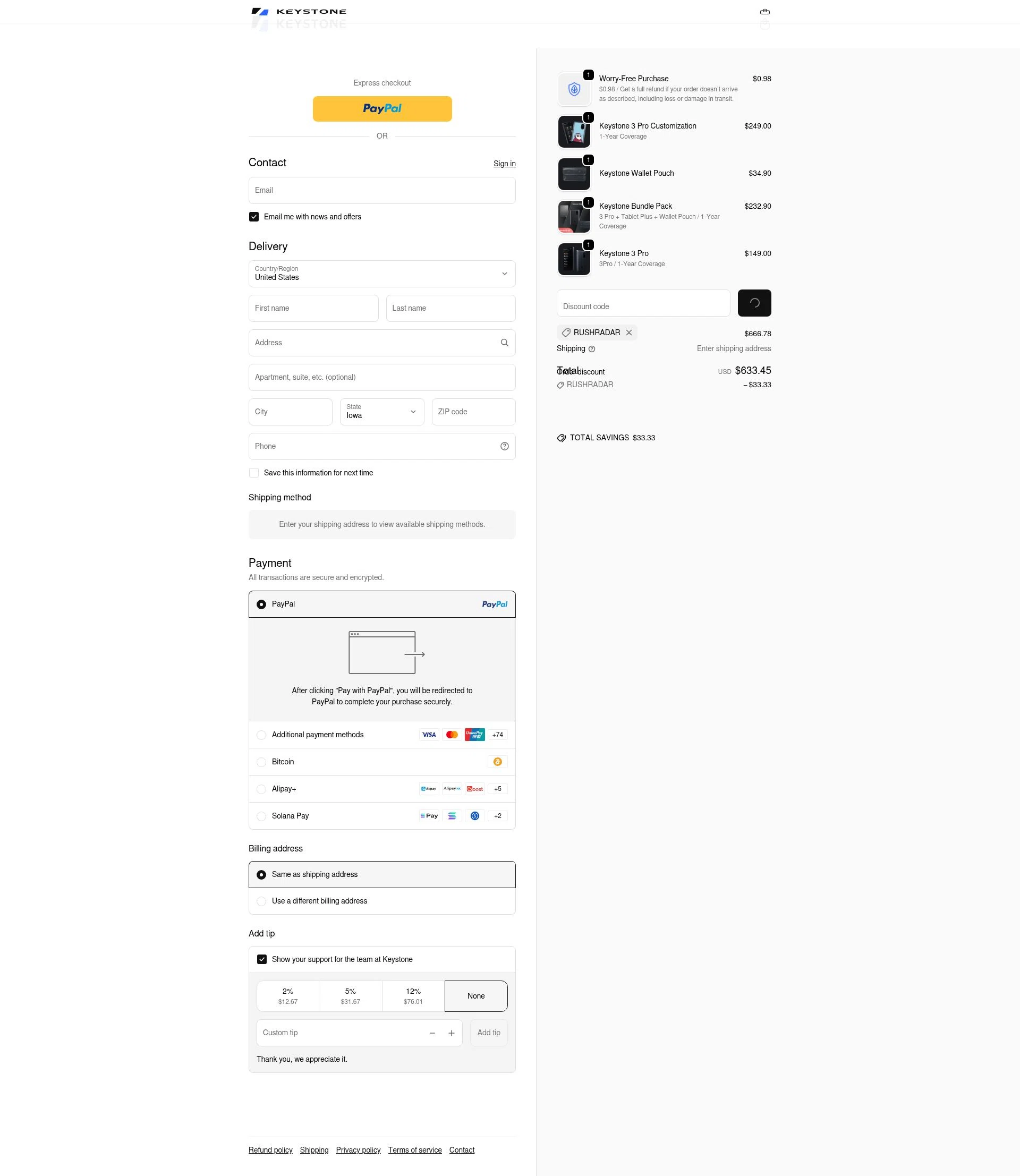 Keyst.one checkout page showing Keyst.one promo code box | Screenshot taken by SimplyCodes community member on Jan 11, 2026