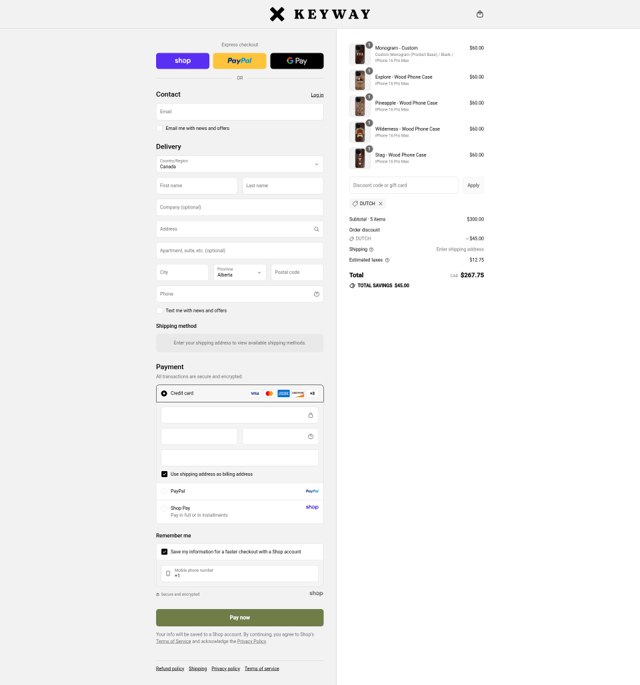 Keyway Designs checkout page showing Keyway Designs promo code box | Screenshot taken by SimplyCodes community member on Sep 2, 2025
