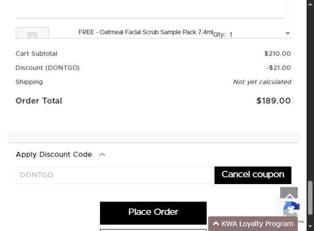 Key West Aloe checkout page showing Key West Aloe coupon code box | Screenshot taken by SimplyCodes community member on Sep 8, 2025
