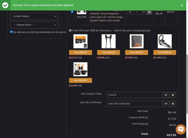 K&F Concept checkout page showing K&F Concept promo code box | Screenshot taken by SimplyCodes community member on Sep 10, 2025