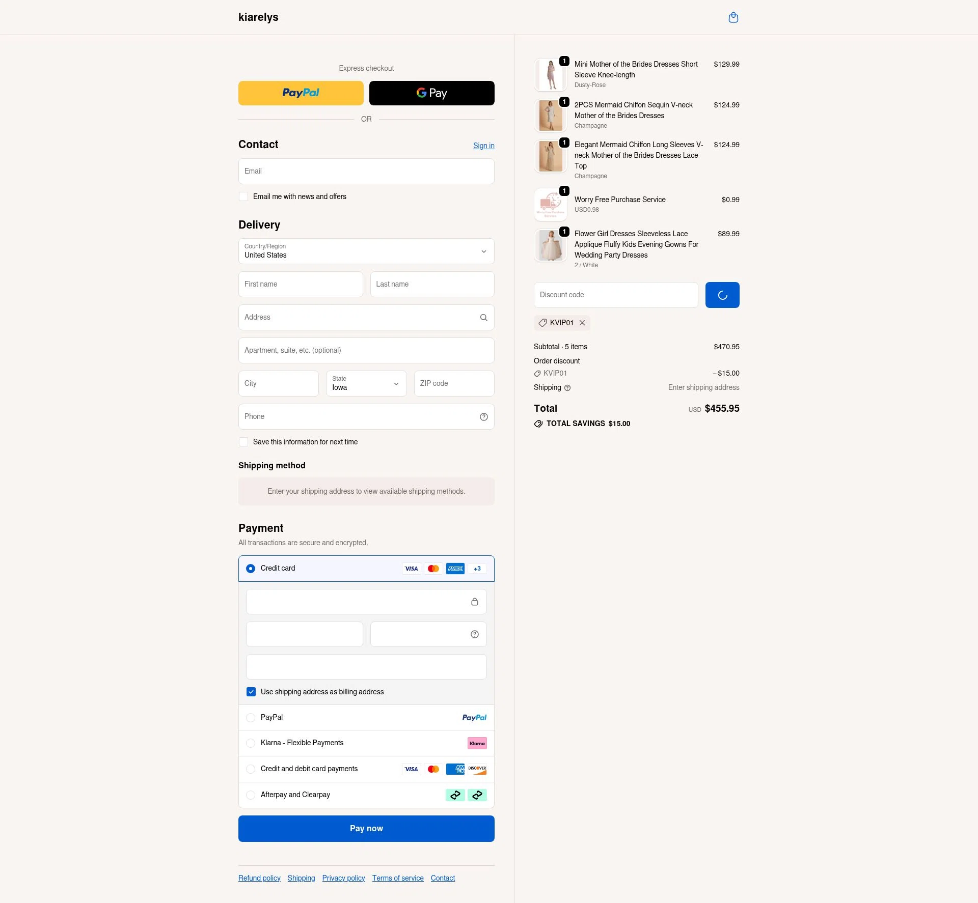 kiarelys checkout page showing kiarelys promo code box | Screenshot taken by SimplyCodes community member on Dec 23, 2025