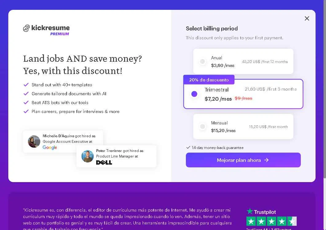 Kickresume checkout page showing Kickresume promo code box | Screenshot taken by SimplyCodes community member on Jan 29, 2026