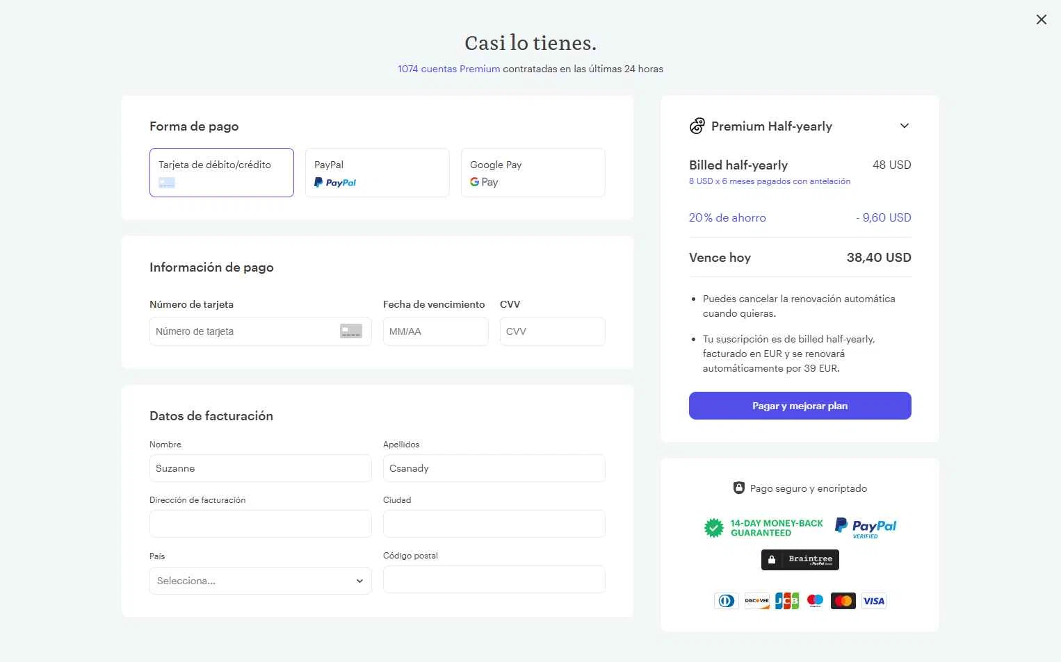 Kickresume checkout page showing Kickresume promo code box | Screenshot taken by SimplyCodes community member on Nov 20, 2025