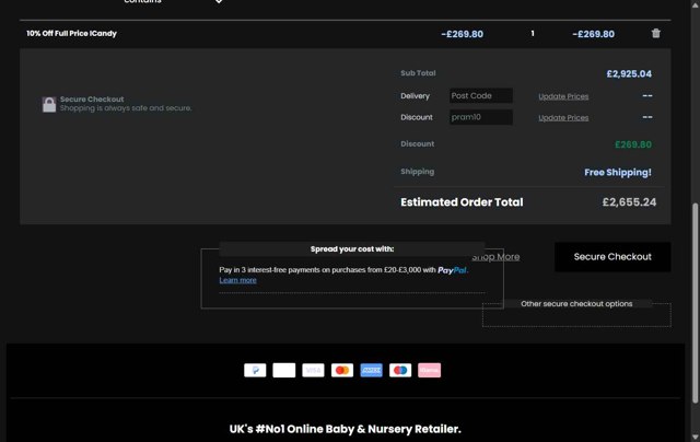 Kiddies Kingdom checkout page showing Kiddies Kingdom discount code box | Screenshot taken by SimplyCodes community member on Aug 10, 2025