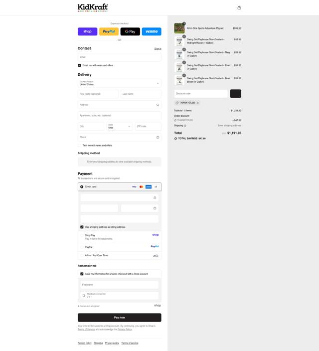 KidKraft checkout page showing KidKraft coupon code box | Screenshot taken by SimplyCodes community member on Sep 12, 2025