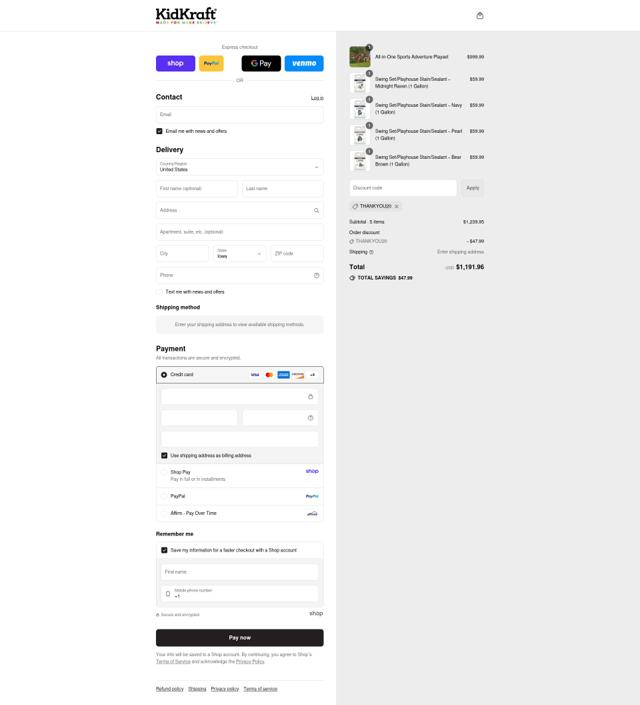 KidKraft checkout page showing KidKraft coupon code box | Screenshot taken by SimplyCodes community member on Sep 8, 2025