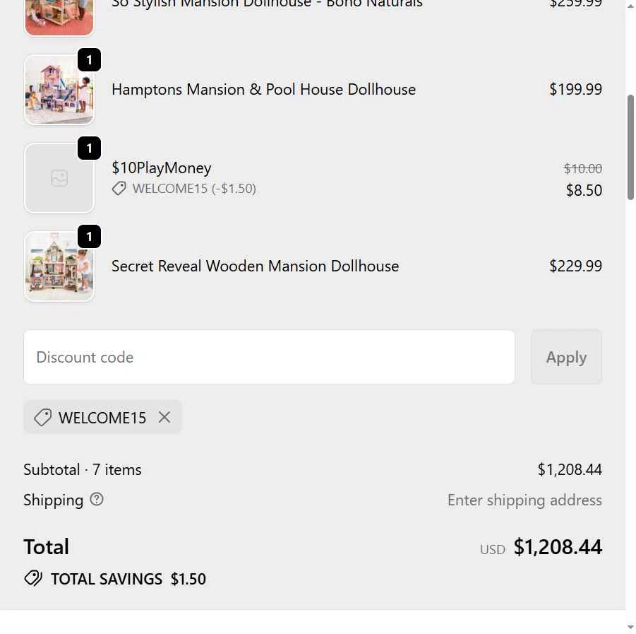 KidKraft checkout page showing KidKraft coupon code box | Screenshot taken by SimplyCodes community member on Dec 5, 2025