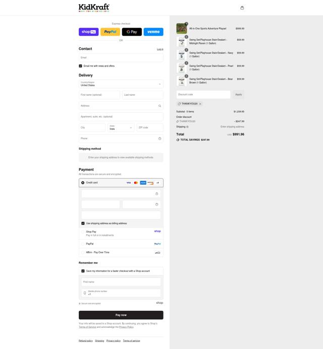 KidKraft checkout page showing KidKraft coupon code box | Screenshot taken by SimplyCodes community member on Aug 27, 2025