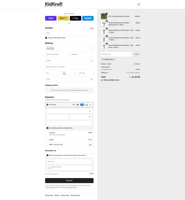 KidKraft checkout page showing KidKraft coupon code box | Screenshot taken by SimplyCodes community member on Sep 4, 2025