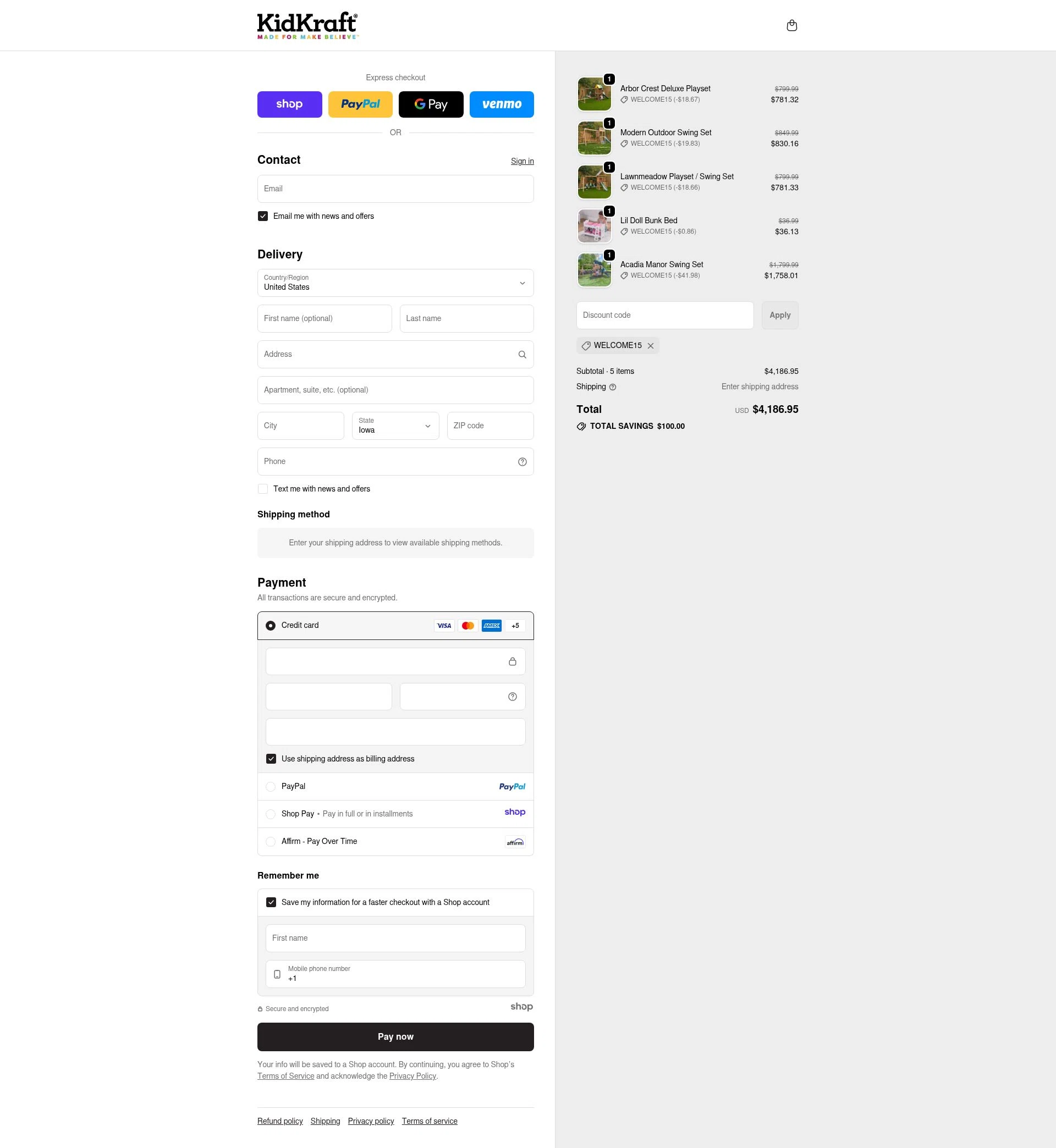KidKraft checkout page showing KidKraft coupon code box | Screenshot taken by SimplyCodes community member on Dec 11, 2025